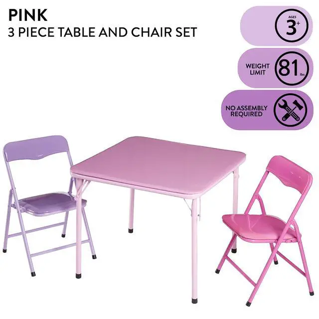 Alt view image 2 of 6 - Toddler Furniture Set | Kids Activity Table Chair Set Playroom Furniture Preschool Learning Compact Foldable Children's Table Small Size 3 Piece Pink