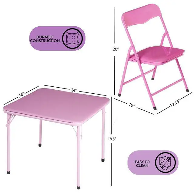 Alt view image 4 of 6 - Toddler Furniture Set | Kids Activity Table Chair Set Playroom Furniture Preschool Learning Compact Foldable Children's Table Small Size 3 Piece Pink