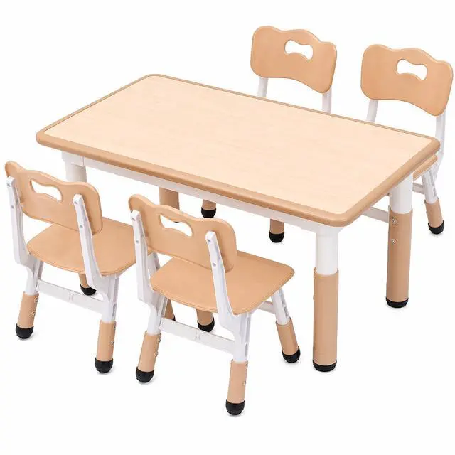 Main image of Kids Table and 4 Chairs Set, Height Adjustable Toddler Desk and Chair Set, Children Multi-Activity Table, Graffiti Desktop for Classroom/Daycare/Home, Ages 2-8