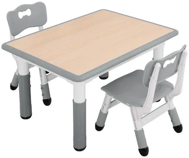Main image of Kids Table and Chairs Set, Height Adjustable Toddler Activity Table with 2 Chairs, Plastic Study Desk for Drawing, Crafts, Reading, Snack Time and Playroom, Ages 2-10