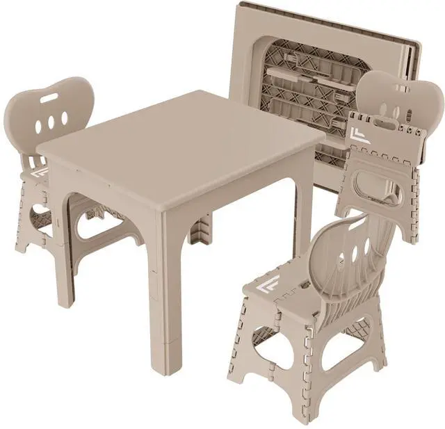 Main image of Foldable Kids Table and 2 Chairs Set, Portable Height Adjustable Toddler Activity Table, Indoor Outdoor Folding Table Set for Study, Crafts, Snack, Picnic, Playroom and Patio