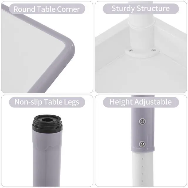 Alt view image 6 of 6 - Toddler Table and Chairs Set for 4, 47.2''L x 23.6''W Kids Study Table and Chair Set, Height-Adjustable, Graffiti Desktop, Children Activity Table for Daycare, Classroom, Home