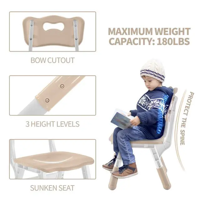 Alt view image 5 of 6 - Toddler Table and Chairs Set for 4, 47.2''L x 23.6''W Kids Study Table and Chair Set, Height-Adjustable, Graffiti Desktop, Children Activity Table for Daycare, Classroom, Home