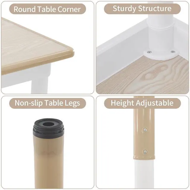 Alt view image 6 of 6 - Toddler Table and Chairs Set for 4, 47.2''L x 23.6''W Kids Study Table and Chair Set, Height-Adjustable, Graffiti Desktop, Children Activity Table for Daycare, Classroom, Home