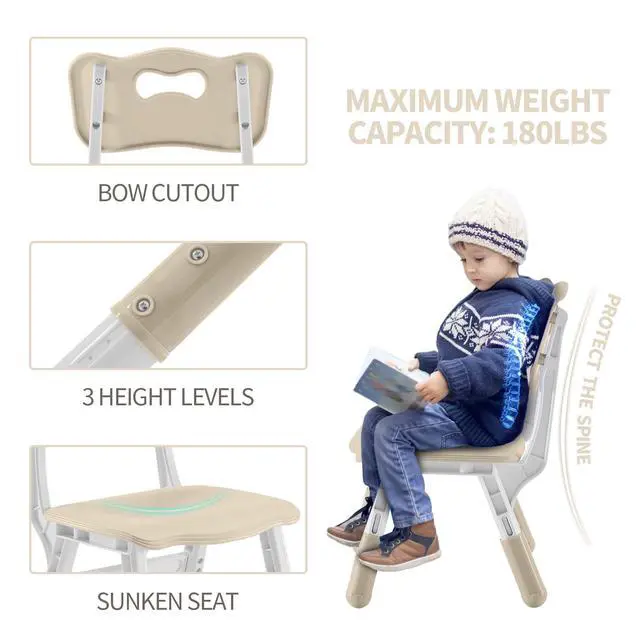 Alt view image 5 of 6 - Toddler Table and Chairs Set for 4, 47.2''L x 23.6''W Kids Study Table and Chair Set, Height-Adjustable, Graffiti Desktop, Children Activity Table for Daycare, Classroom, Home