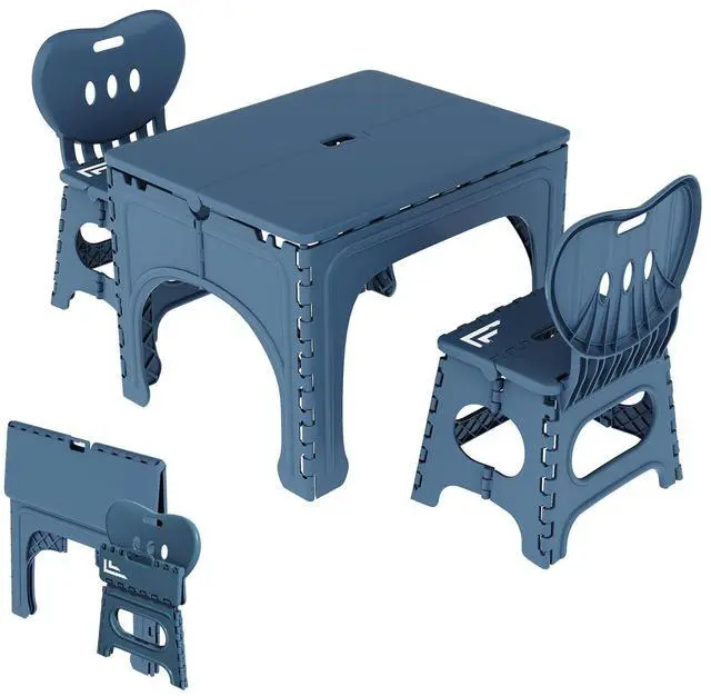 Main image of ® Kids Folding Table and Chairs Set, Kids Table and Chairs Foldable, Foldable Activity Table, Portable Picnic Table, Ideal for Indoor and Outdoor Use, Durable and Easy to Store (599)(Teal)