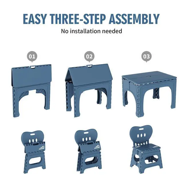 Alt view image 6 of 6 - ® Kids Folding Table and Chairs Set, Kids Table and Chairs Foldable, Foldable Activity Table, Portable Picnic Table, Ideal for Indoor and Outdoor Use, Durable and Easy to Store (599)(Teal)