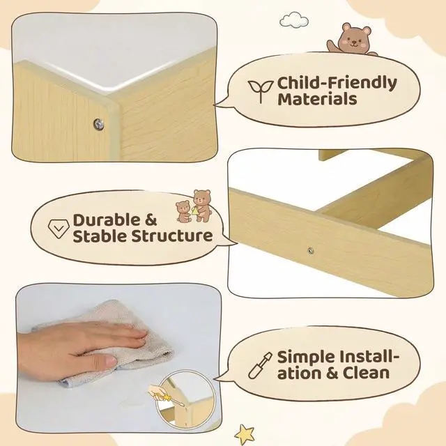 Alt view image 4 of 6 - Kids Table and Chair Set, 4 in 1 Wooden Children Activity Table w/Storage, Reversible Deskboard, Blackboard, Detachable Tabletop for Toddlers Art Crafts, Playroom, Drawing, Reading Natural