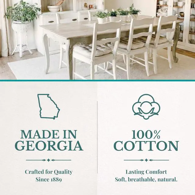Alt view image 5 of 6 - Chair Cushions for Dining Chairs - 15x17 Kitchen Chair Cushions - Machine Washable, 100% Cotton, Made in USA - Latex Foam Comfort Chair Pads - Tibet Blue Small Pack of 4