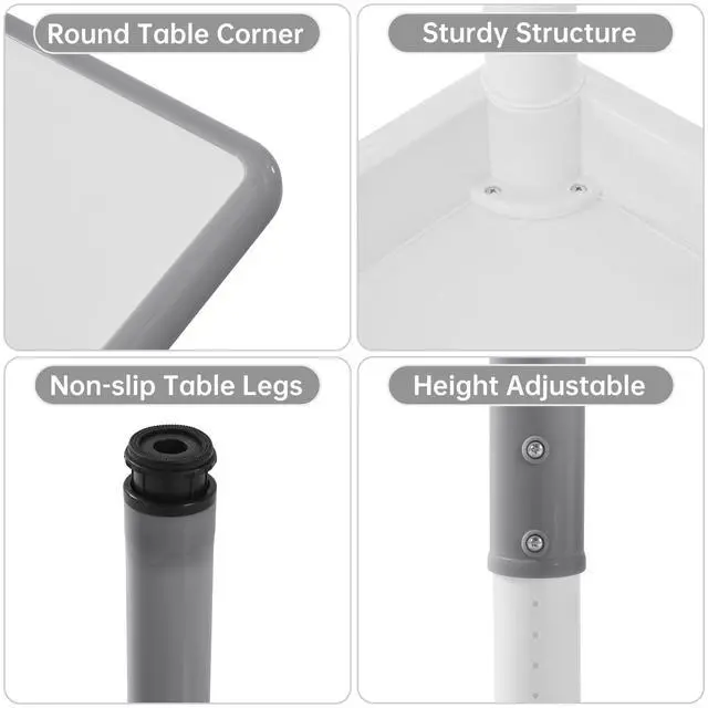 Alt view image 5 of 6 - Kids Study Table and Chairs Set, Height Adjustable Toddler Table and Chair Set for Kids Ages 3-8, Graffiti Desktop (Grey)
