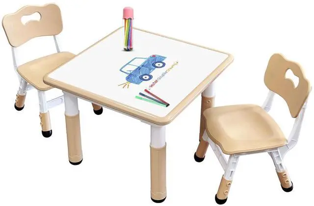 Main image of Kids Table & Chair Set with Adjustable Toddler-Safe Non-Slip Legs, Activity & Graffiti-Proof Desktop Ages 3-12