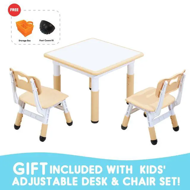 Alt view image 3 of 6 - Kids Table & Chair Set with Adjustable Toddler-Safe Non-Slip Legs, Activity & Graffiti-Proof Desktop Ages 3-12