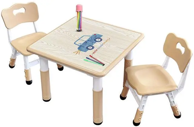 Main image of Kids Table & Chair Set with Adjustable Toddler-Safe Non-Slip Legs, Activity & Graffiti-Proof Desktop Ages 3-12