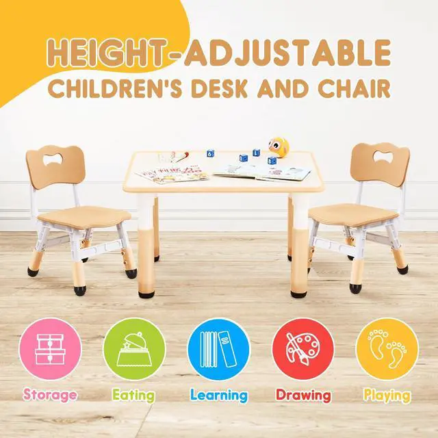 Alt view image 2 of 6 - Kids Table & Chair Set with Adjustable Toddler-Safe Non-Slip Legs, Activity & Graffiti-Proof Desktop Ages 3-12