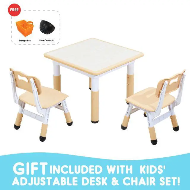 Alt view image 3 of 6 - Kids Table & Chair Set with Adjustable Toddler-Safe Non-Slip Legs, Activity & Graffiti-Proof Desktop Ages 3-12