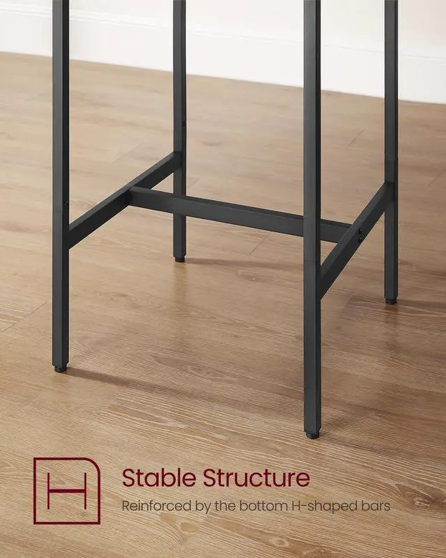 Alt view image 6 of 6 - Bar Table and Chairs Set, Square Table with 2 Stools, Dining Pub Set for 2, Space Saving for Kitchen Breakfast, Living Room, Party Room, Ebony Black and Ink Black