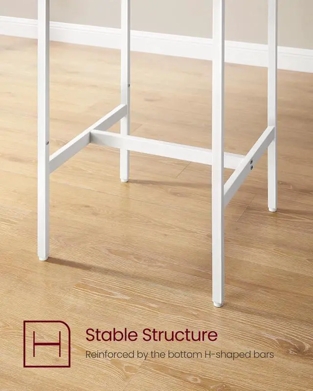 Alt view image 6 of 6 - Bar Table and Chairs Set, Square Table with 2 Stools, Dining Pub Set for 2, Space Saving for Kitchen Breakfast, Living Room, Party Room, Golden Oak and Cloud White