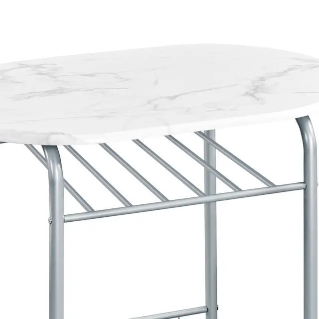Alt view image 4 of 6 - 3-Piece Dining Table Set, Breakfast Bistro Table Set for 2, Small Kitchen and Table Chairs Set of 2 with Metal Frame and Storage Rack for Small Space/Apartment/Dorm Room, White