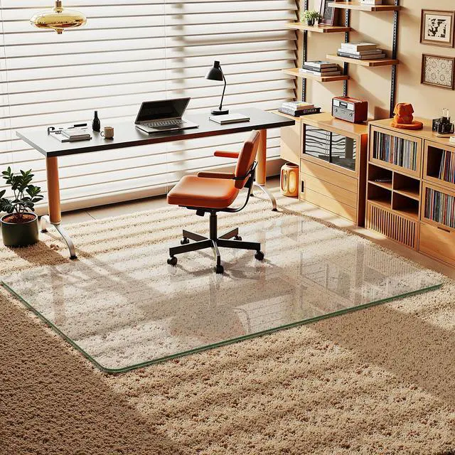 Main image of 48" x 72" Office Chair Mat for Carpet, Tempered Glass Chair Mat with Rounded Corners and Polished Edges, Desk Floor Mat for Carpet, Hardwood Floor, Office