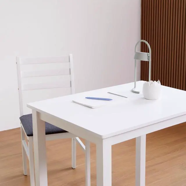 Alt view image 5 of 6 - Seattle 3-Piece Wooden Dining Table Set for 2, Modern Farmhouse Kitchen Dining Room Set with Solid Wood Ladder Back Chairs for Small Space (White)