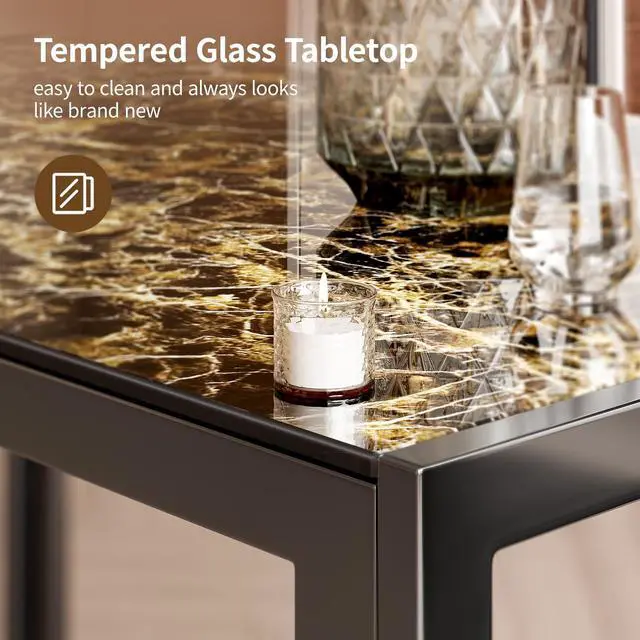 Alt view image 4 of 6 - Kitchen Dining Table Set for 6, Tempered Glass 7 Piece Table and Chairs Set Modern for Home, Kitchen, Living Room, Dining Room, Marble