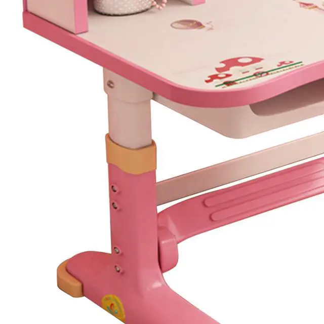 Alt view image 6 of 6 - Kids Adjustable Study Desk & Chair Set w/Storage,Drawers,Bookshelf,Child Toddler Writing Homework Table,Little Girl Work Computer Desk,Princess Preschool Desk,Escritorio Mesas para Niña (Pink A)