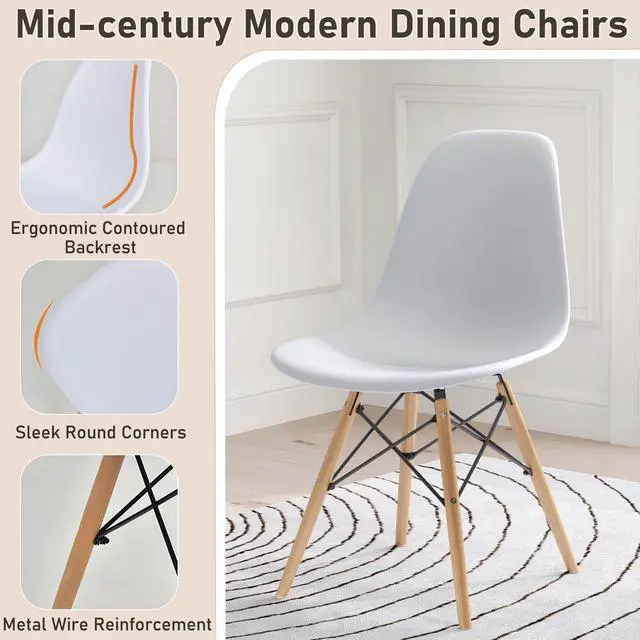 Alt view image 4 of 6 - Round Dining Table Set for 4, Modern Circle Kitchen Table & 4 Chairs with Ergonomic Seats and Solid Wood Legs, 5-Piece Dining Room Set for Small Spaces, Kitchen, Living Room