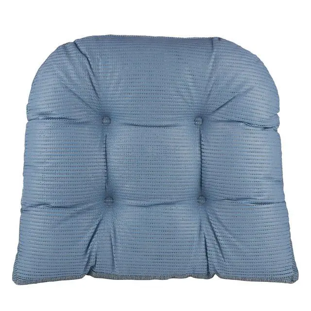 Alt view image 3 of 5 - Saturn Non-Slip Seat Cushion, Assembled in The USA, Button-Tufted Pillow for Dining, Office, or Rocking Chair, Durable Fabric Cover, 18" x 20" x 3", Set of 2, Wedge Blue