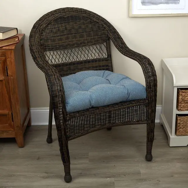 Alt view image 5 of 5 - Saturn Non-Slip Seat Cushion, Assembled in The USA, Button-Tufted Pillow for Dining, Office, or Rocking Chair, Durable Fabric Cover, 18" x 20" x 3", Set of 2, Wedge Blue