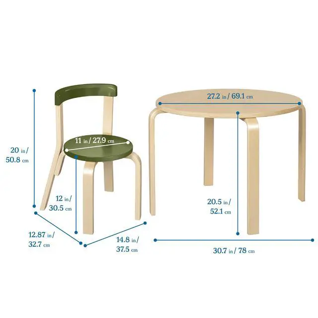 Alt view image 2 of 6 - Bentwood Table and Curved Back Chair Set, Kids Furniture, Earthtone, 5-Piece