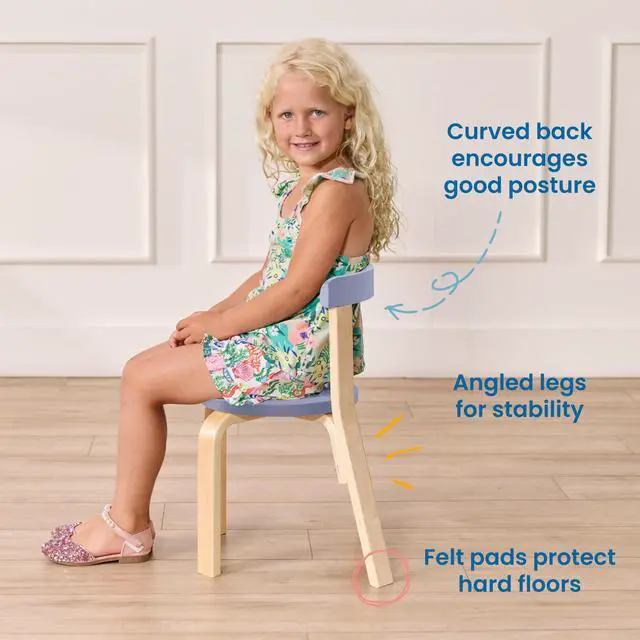 Alt view image 4 of 6 - Bentwood Table and Curved Back Chair Set, Kids Furniture, Earthtone, 5-Piece