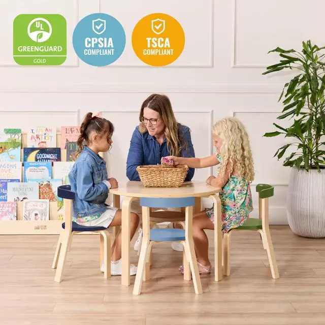 Alt view image 6 of 6 - Bentwood Table and Curved Back Chair Set, Kids Furniture, Earthtone, 5-Piece