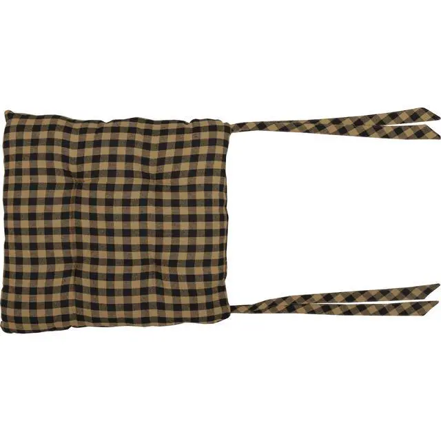 Alt view image 5 of 5 - 14"x14" Chair Cushion for Small Dining Chairs with Ties, Black Check Plaid, Primitive Farmhouse Indoor Kitchen Seat Cushion, Set of 8