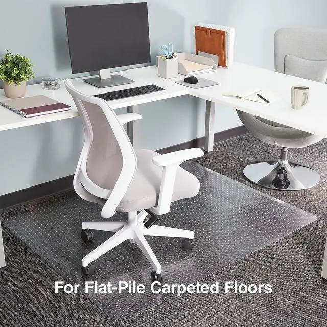 Alt view image 2 of 6 - Office Chair Mat, Clear Floor Mats, Flat-Pile Carpets, 60 x 46 Inch, Smooth Glide
