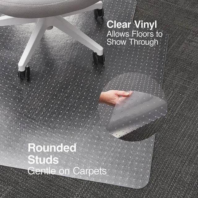 Alt view image 3 of 6 - Office Chair Mat, Clear Floor Mats, Flat-Pile Carpets, 60 x 46 Inch, Smooth Glide