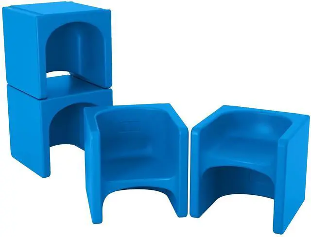 Main image of Tri-Me 3-in-1 Cube Chair, Kids Furniture, Blue, 4-Piece
