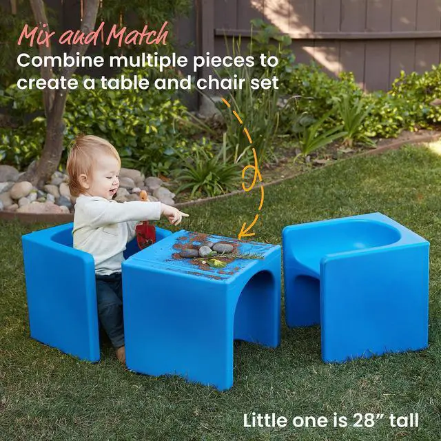 Alt view image 4 of 6 - Tri-Me 3-in-1 Cube Chair, Kids Furniture, Blue, 4-Piece
