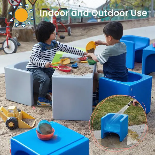 Alt view image 5 of 6 - Tri-Me 3-in-1 Cube Chair, Kids Furniture, Blue, 4-Piece