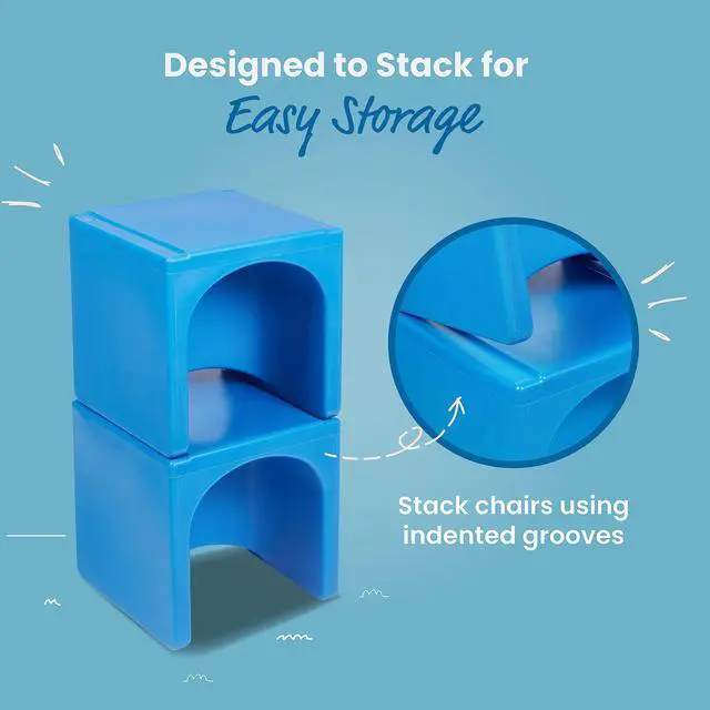 Alt view image 6 of 6 - Tri-Me 3-in-1 Cube Chair, Kids Furniture, Blue, 4-Piece