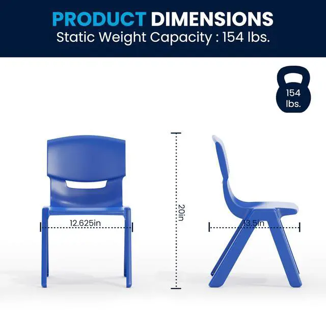 Alt view image 4 of 6 - 23.625" W x 47.25" L Blue Plastic Activity Table Set-6 Chairs