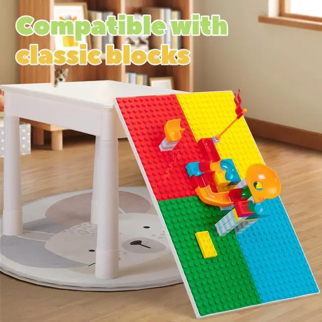 Alt view image 5 of 6 - 7 - in - 1 Kids Activity Table Set with 2 Chairs & 100Pcs Blocks | Water/Sand Play Table for Toddler Age 3-6 (Primary)