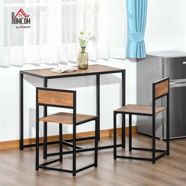 Alt view image 2 of 6 - Small Dining Table Set for 2, Kitchen Table and Chairs Set, Compact Dining Sets for Small Spaces, Rustic Brown