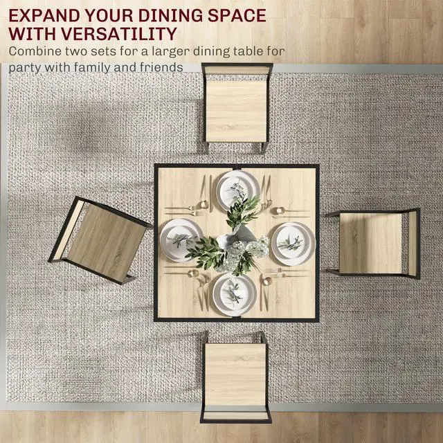 Alt view image 6 of 6 - Small Dining Table Set for 2, Kitchen Table and Chairs Set, Compact Dining Sets for Small Spaces, Oak