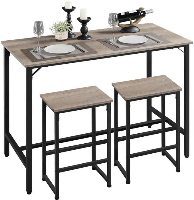 Main image of 3 Piece Dining Table Set, 47.5" Industrial Pub Table Set, Counter Height Kitchen Table with Bar Stools Set of 2, for Small Space, Apartment