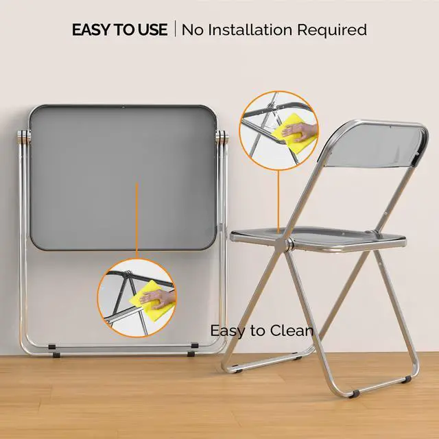 Alt view image 3 of 6 - Folding Acrylic Table and Chair Set Small TV Tray for Snack Dinner on Couch, Tiny Foldable Desk Writing Desk for Home Office for Small Spaces (Grey)