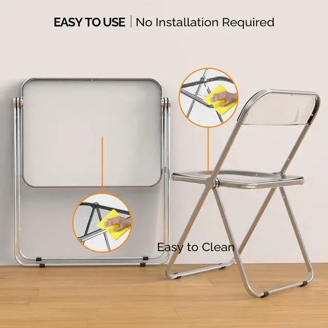 Alt view image 3 of 6 - Folding Acrylic Table and Chair Set Small TV Tray for Snack Dinner on Couch, Tiny Foldable Desk Writing Desk for Home Office for Small Spaces