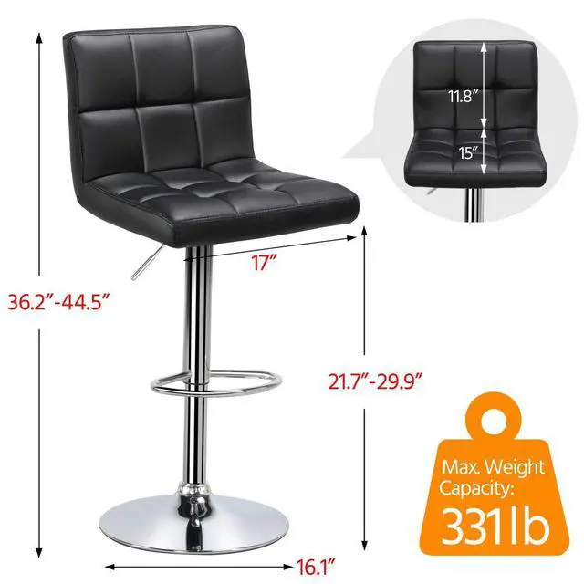 Alt view image 2 of 6 - 3-Piece Round Bar Table and PU Leather Adjustable Swivel Armless Chairs, Modern Counter Height Table Set with 2 Bar Stool for Kitchen, Black