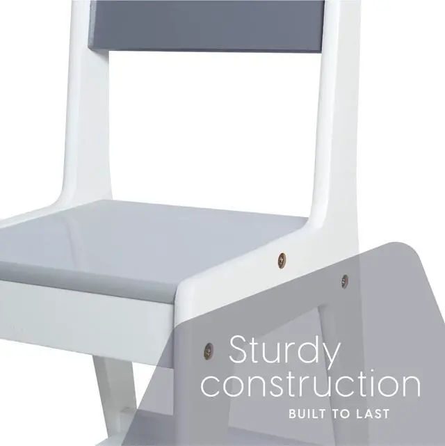 Alt view image 3 of 6 - Kids 3-in-1 Play Table and Chair Set Wood with Storage Baskets, Compatible with Lego and Duplo Bricks, Activity Table Playset Furniture with Modern Gray Colors