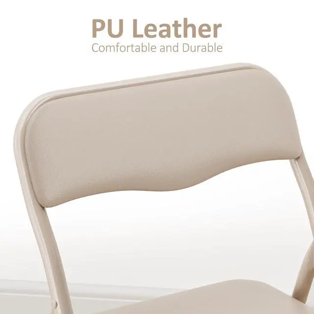 Alt view image 6 of 6 - 3-Piece Folding Upholstered Table and Chair Set with PU Soft Cushion, Square Card Table for Kids, Daycare and Classroom Use, Beige