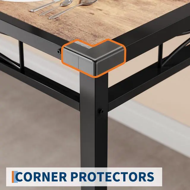 Alt view image 6 of 6 - Dining Table Set for 2, Dining Table with 2 Upholstered Chairs, Wood 3-Piece Kitchen Dining Room Table Set with Corner Protector for Small Space, Kitchen, Apartment, Rustic Brown